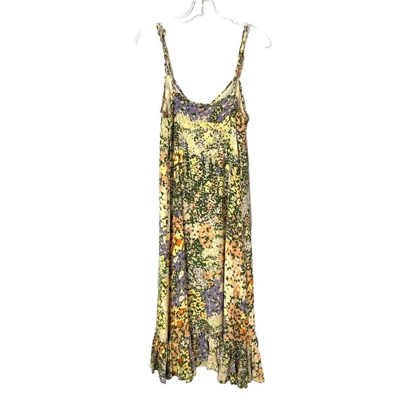 Rails Midi Dress Floral Size M Buttons Down Adalyn Gardenia Sleeveless Ruffle - Picture 2 of 14
